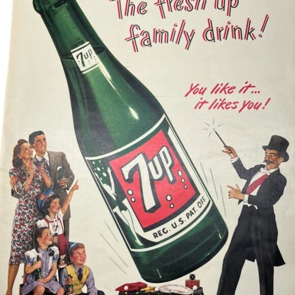 7Up Vintage Print Ad 40s Fresh Up Family Drink Magician Soda Advertisement - Picture 6 of 6